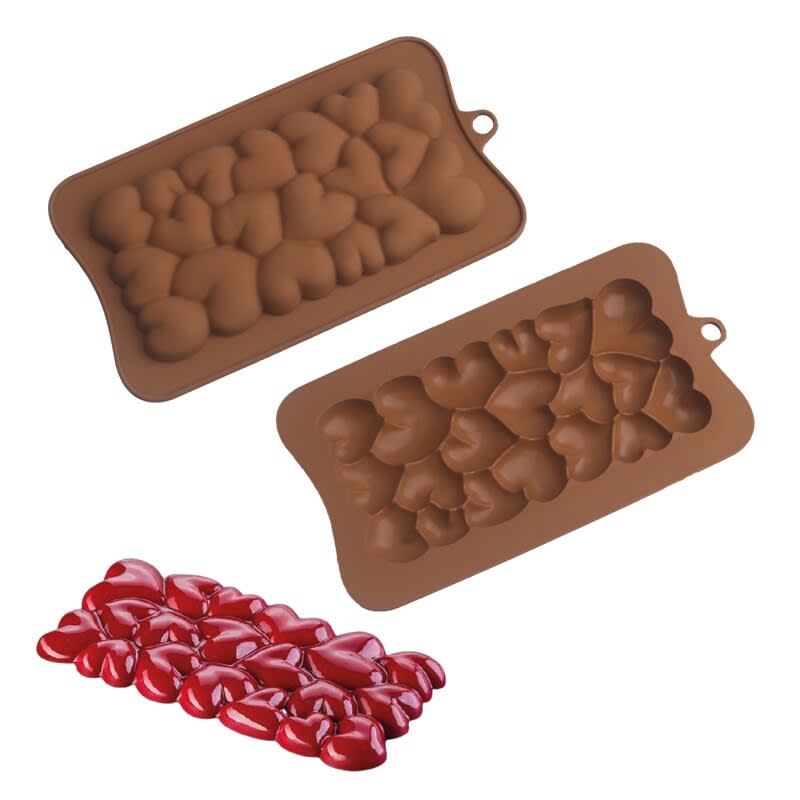 Molde Chocolate Tableta Corazones N°2 Silicona2