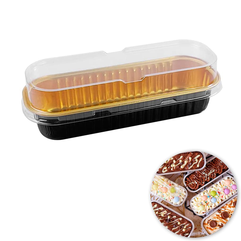 Molde Mini Pastel Aluminio con Tapa Negro 4 Unidades7