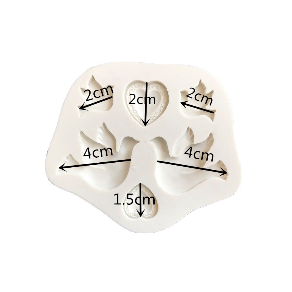 Molde Fondant Palomas y Corazones Silicona2