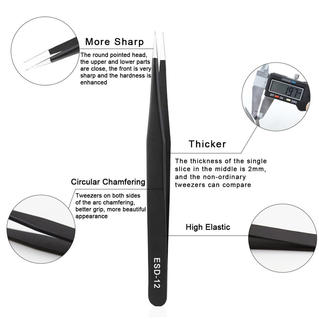 Pinzas Antiestática Precisión ESD-123