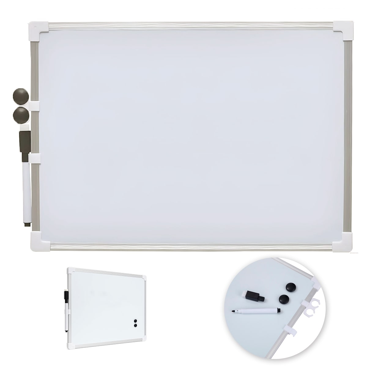 Pizarra Magnética Doble Cara Marco Aluminio 20x30 Cm. Blanco1