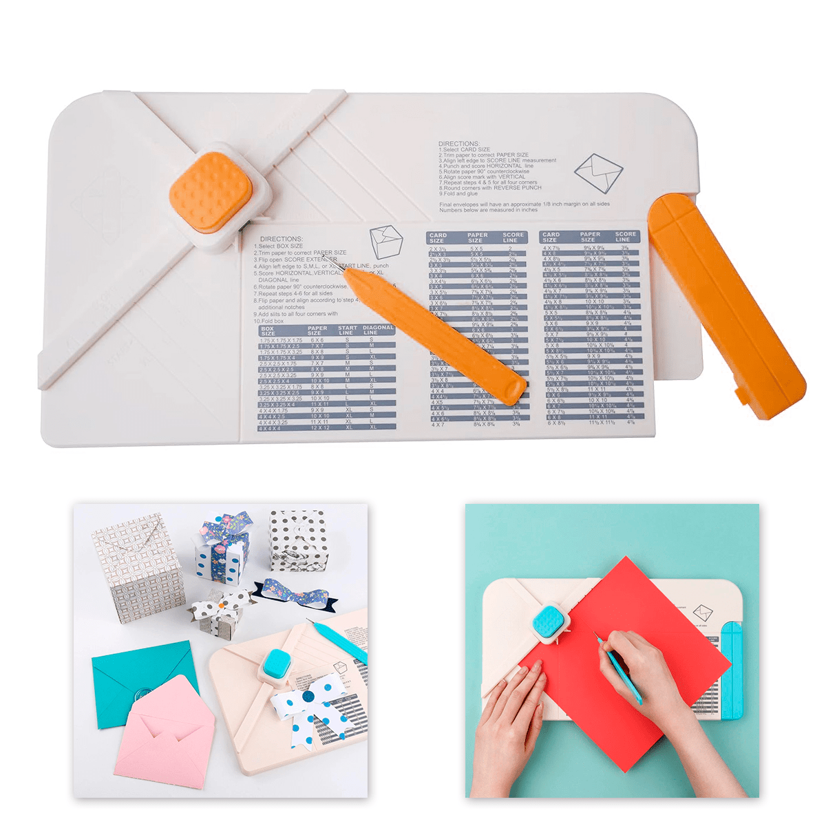 Plegadora Perforadora De Papel Sobres, Cajas Y Lazos 3 En 1 Naranja Esquinas4