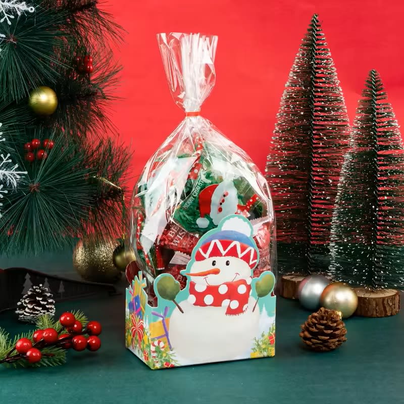 Set Bolsas con Base Cartulina Muñeco de Nieve 12x7x30 cm. - 10 Unidades2