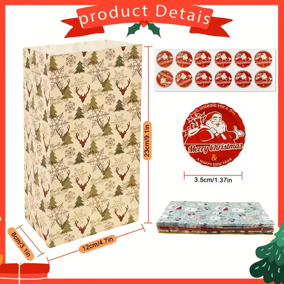 Set Bolsas de Papel Navidad con Sticker N°2 - 12 Unidades7