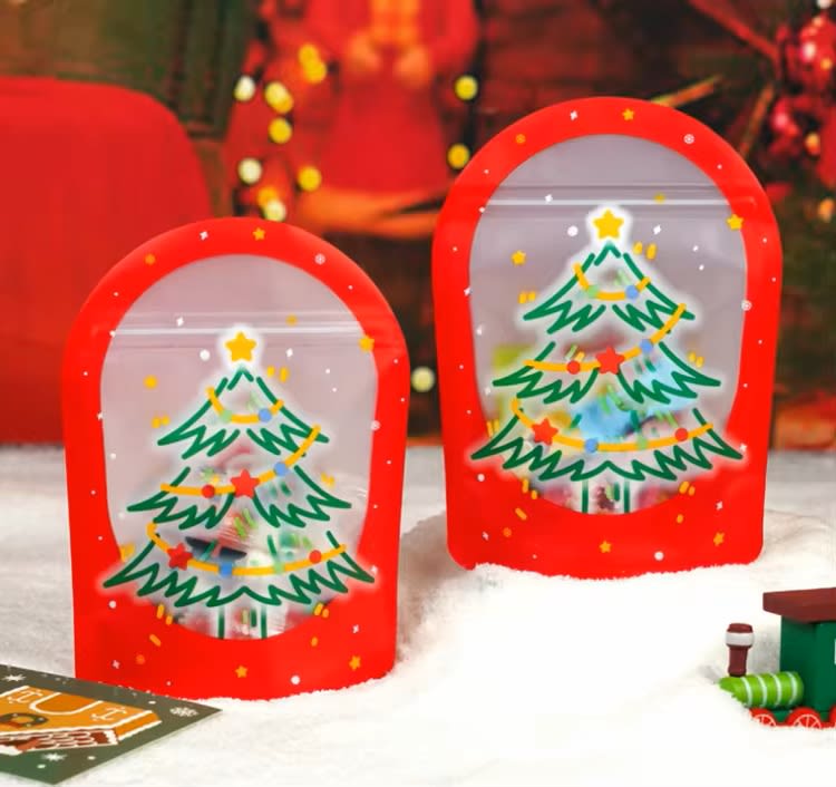 Bolsa Doypack Pino Rojo con Fuelle y Cierre 16,5x12 cm. 5 Unidades2