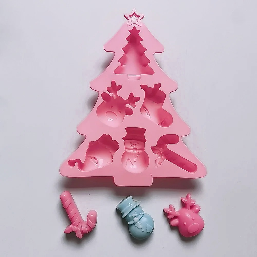 Molde Pino Navidad con 6 Figuras N°3 Silicona2