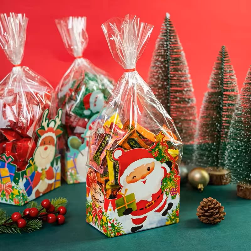Set Bolsas con Base Cartulina Santa 12x7x30 cm. - 10 Unidades6
