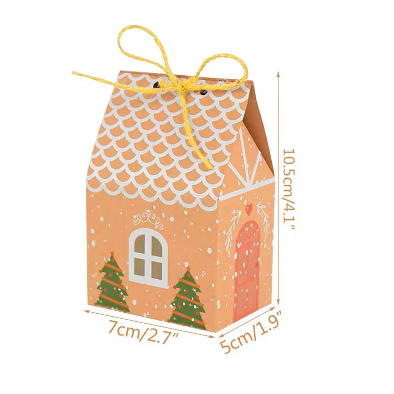 Set Cajas Casa Navidad Kraft N°3 10x7x5 cm. 4 Unidades4
