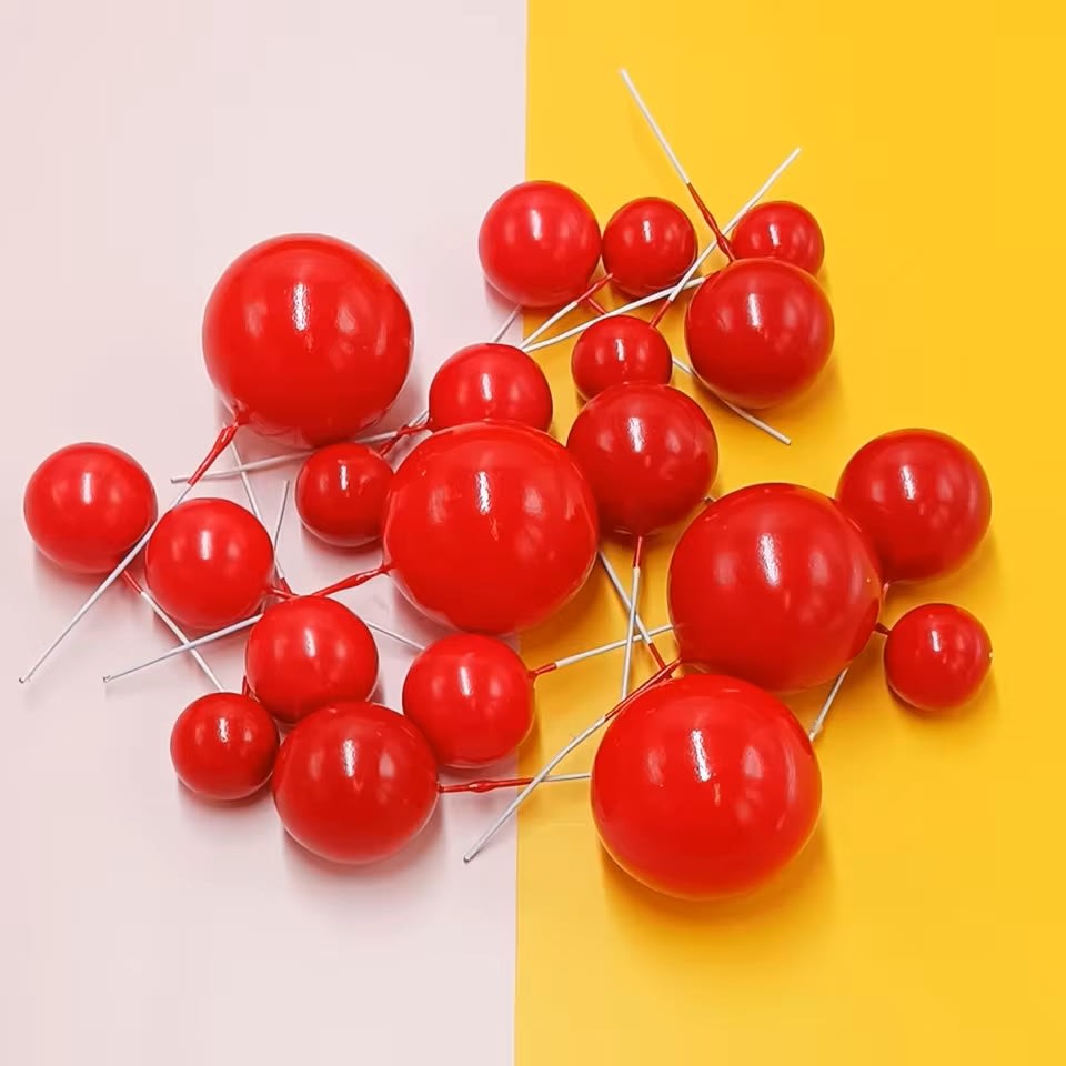 Esferas Decortativas para Tortas Rojo 20 Unidades3