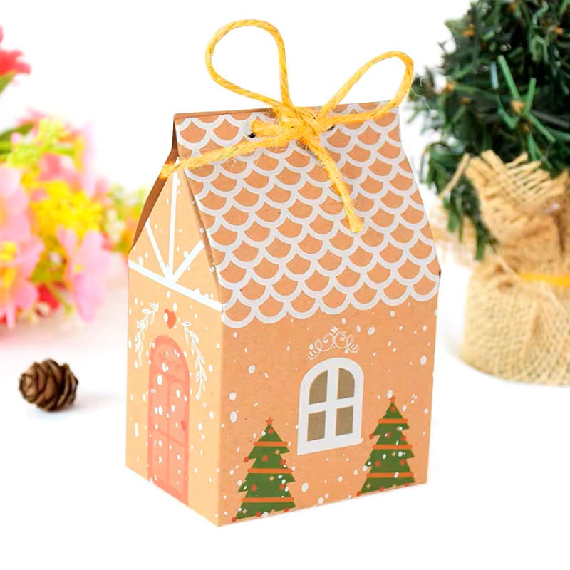 Set Cajas Casa Navidad Kraft N°3 10x7x5 cm. 4 Unidades2
