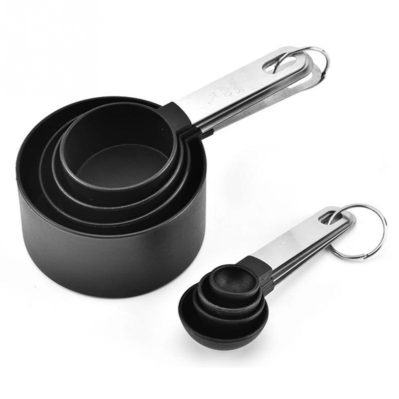 Set Tazas y Cucharas Medidoras 8 Piezas Mango Metálico1