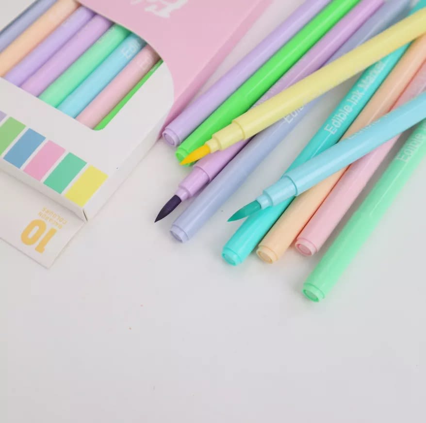 Set 10 Marcadores Doble Punta Fina/Pincel Colores Pastel3