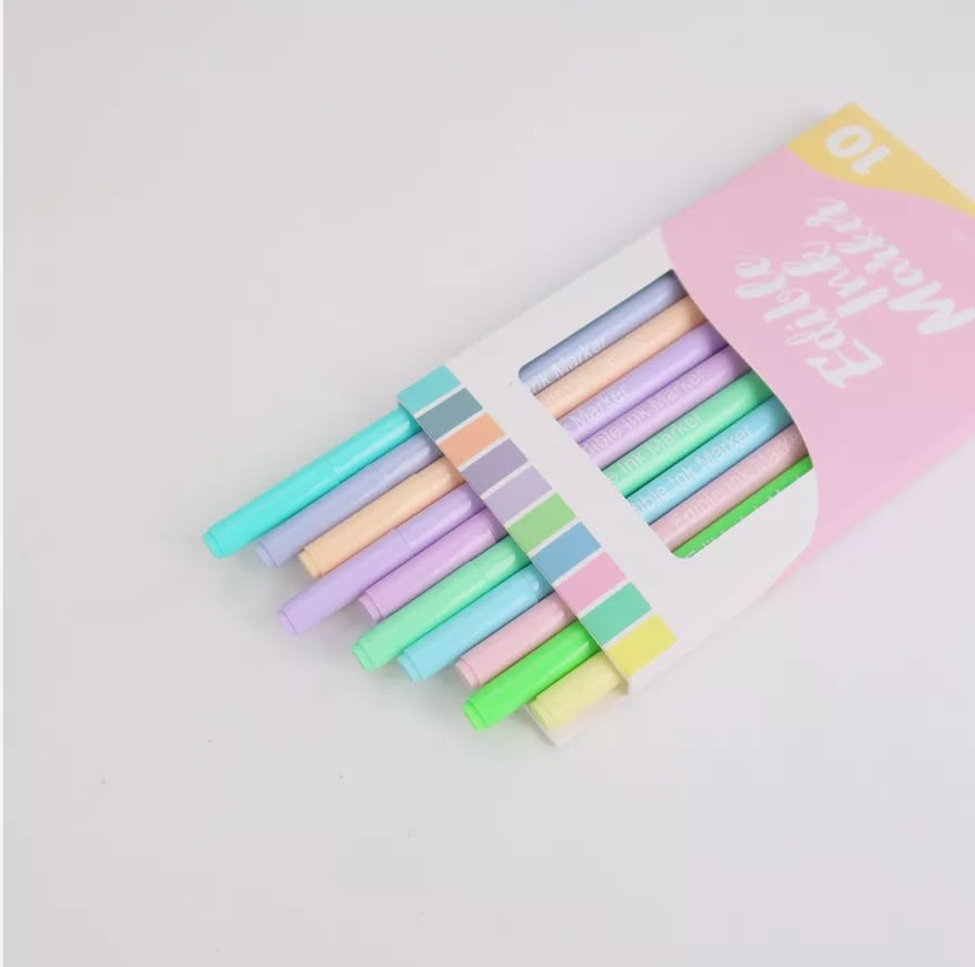 Set 10 Marcadores Doble Punta Fina/Pincel Colores Pastel4