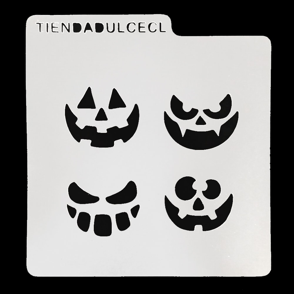Stencil Cuadrado 4 Caras Calabazas 0