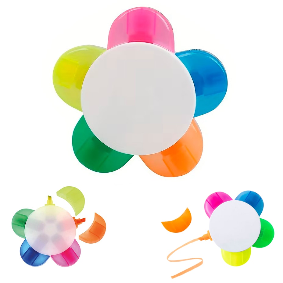 Destacador Marcador Forma Flor Personalizable 5 Puntas1