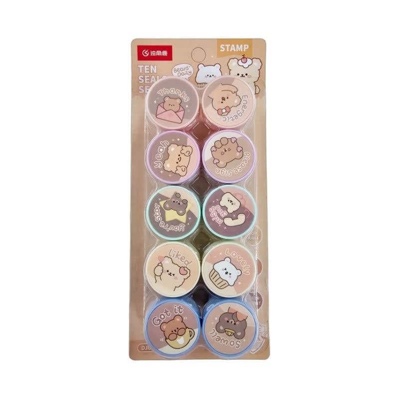 Set Timbres Sellos Goma Ositos 10 Piezas Rojo3