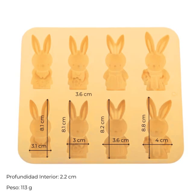 Molde Conejos 8 Cavidades Silicona3