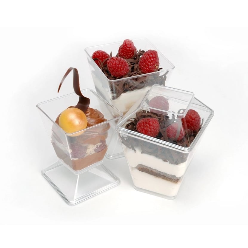 Vaso Acrílico Cuadrado con Tapa 220 ml. 10 Unidades4