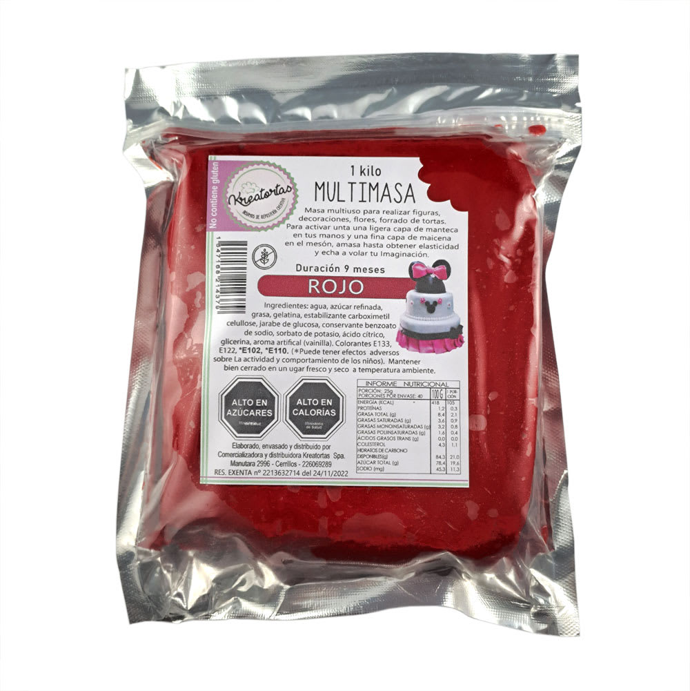 Fondant Multimasa Rojo Kreatortas 1 kg. .