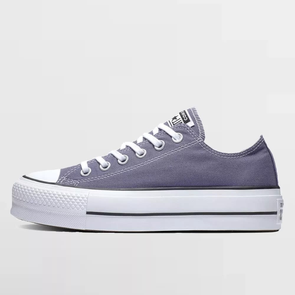 Converse Plataforma Caña Baja Lona Azul / Blanca | Maldito.cl