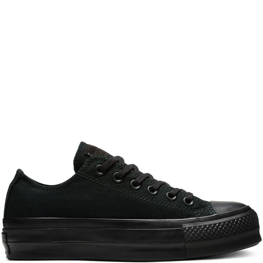 Converse Plataforma Caña Baja Lona Negra / Negra | Maldito.cl