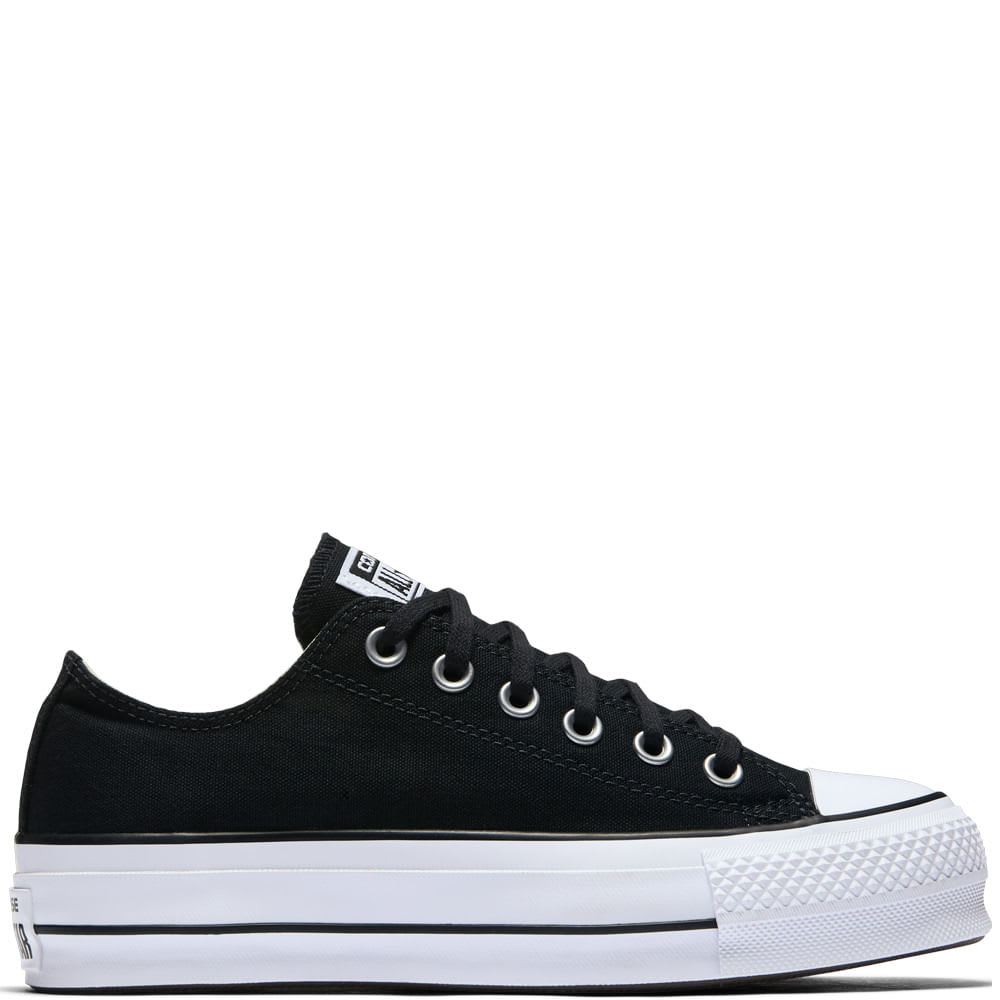 Converse Plataforma Lona Caña Baja Negra | Maldito.cl