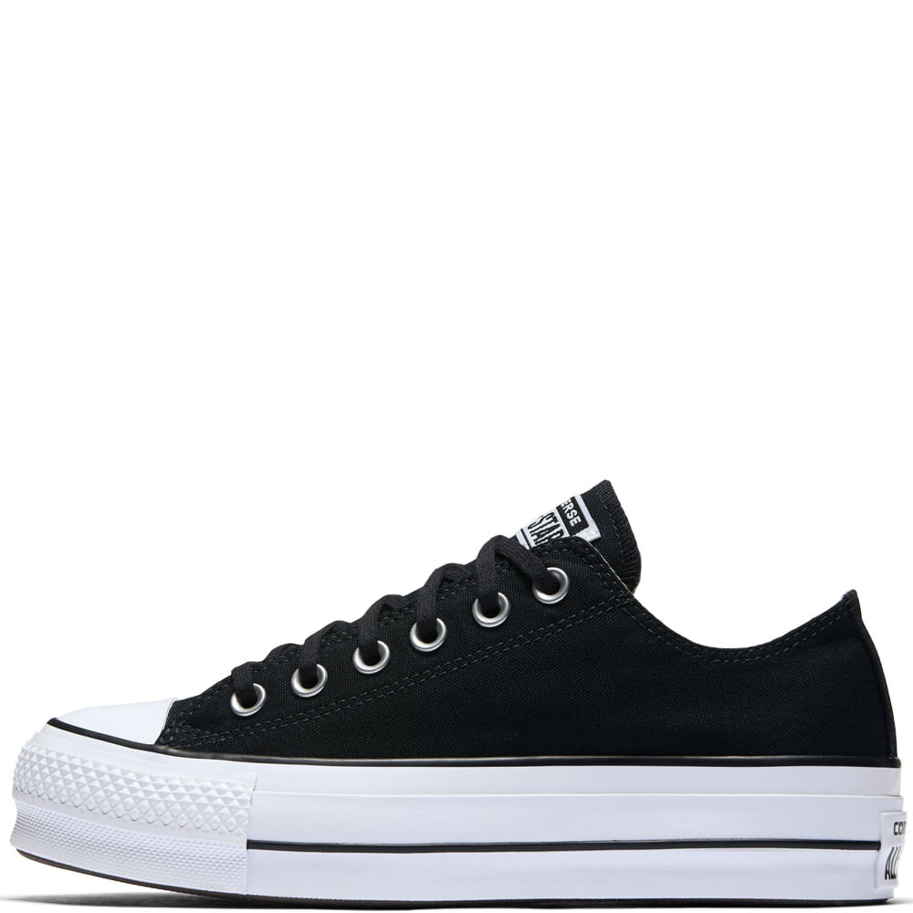 Converse Plataforma Lona Caña Baja Negra | Maldito.cl