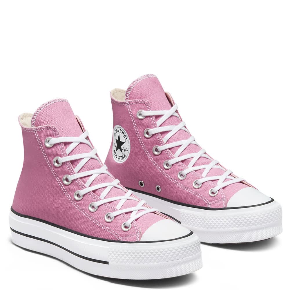 Converse Plataforma Caña Alta Lona Pink / Blanca | Maldito.cl
