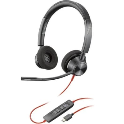 AURICULAR POLY BLACKWIRE 3320 STEREO USB-C HEADSET +USB-C/A ADAPTER (8X219AA)