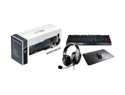 BUNDLE MSI 4EN1 TECLADO + MOUSE + AURICULAR + PAD MOUSE ( ADVENTURE 202 US )