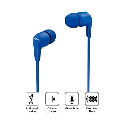 AUDIFONOS C/MICROFONO PHILIPS IN-EAR AZUL (TAE1105BL)