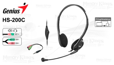 AUDIFONO GENIUS HS-200C MULTIPLATAFORMA 2X3.5MM/3.5MM BLACK (31710151104) (NT8)