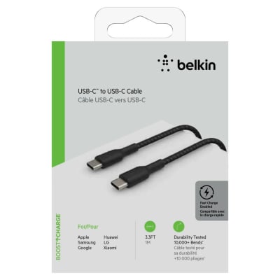CABLE TRENZADO BELKIN BOOSTCHARGE USB-C A USB-C BLACK 2M (CAB004bt1MBK) (NT3)
