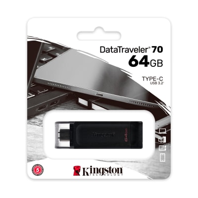 MEMORIA FLASH USB KINGSTON DATATRAVELER 70, 64GB, USB-C 3.2 GEN1 (DT70/64GB)1