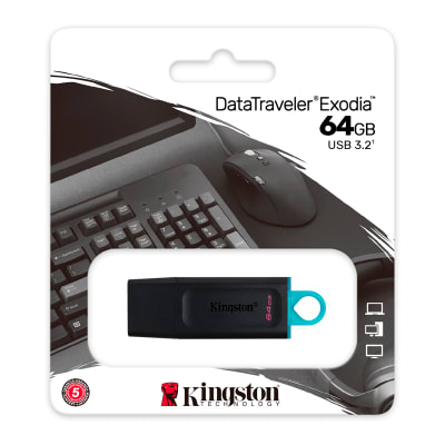 MEMORIA FLASH USB KINGSTON DATATRAVELER EXODIA 64GB, USB 3.2 GEN 1 (DTX/64GB) (NT4)
