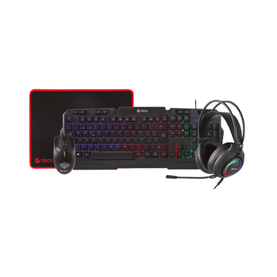 BUNDLE TEROS TECLADO MULTIMEDIA, MOUSE, HEADSET, MOUSE PAD (TE-4063N)