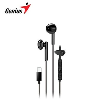 AUDIFONOS GENIUS HS-M366 IN-EAR USB-C 14.2MM CLIP GIRATORIO BLACK (31710033400) (NT8)