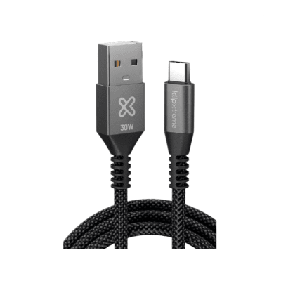 CABLE  KLIP XTREME USB-A A USB-C POWERGO 050 1 METR0 30W CARGA RÁPIDA TRENZADO ( KAC-050-3FT)1