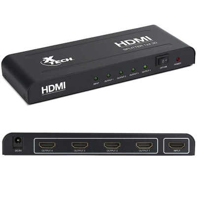 ADAPTADOR XTECH HDMI SPLITTER 1 INPUT TO 4 OUTPUTS (XHA-410)1