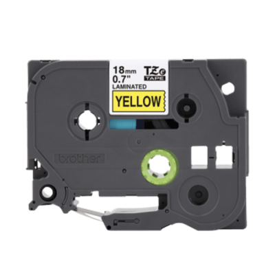 CINTA BROTHER DE 18MM POR 8 METROS DE FONDO AMARILLO CON LETRAS NEGRAS (TZE-641) (NT29)