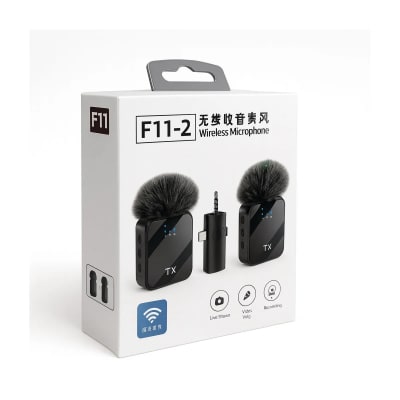 MICRÓFONO INALÁMBRICO SOLAPA F11-2 TIPO C NEGRO
