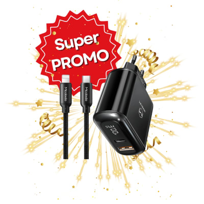 CARGADOR PARA IPHONE 20W MCDODO DOS PUERTOS DE CARGA RAPIDA CON PANEL DIGITAL USB-A y USB-C (LHC-7171)