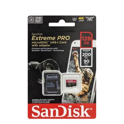 MEMORIA SANDISK MICROSD EXTREME PRO 128GB 4K NEGRO (SDSQXCD-128G-GN6MA)