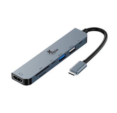 ADAPTADOR XTECH MULTIPUERTO 7 EN 1 CON CONEXION USB-C (XTC-571)