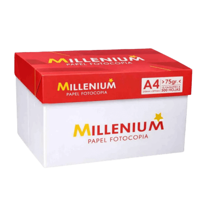 CAJA DE 10 PAQUETES PAPEL FOTOCOPIA MILLENIUM A4 75G PAQUETE X 500 HOJAS (NT50)