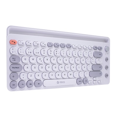 TECLADO INALAMBRICO TEROS DUAL RECARGABLE 2.4 GHz, BLUETOOTH 3.0 / 5.2, 80 TECLAS, BLANCO (TE-4070S)