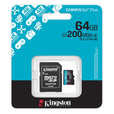 MEMORIA FLASH MICROSD KINGSTON CANVAS GO! PLUS, 64GB, CON ADAPTADOR SD (SDCG4/64GB)1