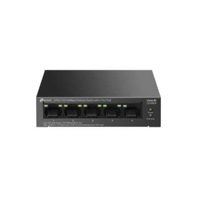 SWITCH TP-LINK 5 PUERTOS 10/100 MBPS CON 4 PUERTOS PoE (LS105LP)