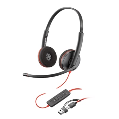 AUDIFONOS POLY BLACKWIRE 3220 + ADAPTADOR USB C/A (8X228A6) (NT6)