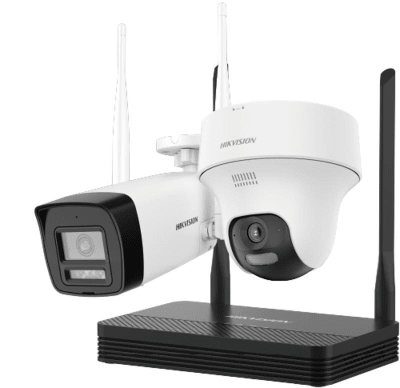 KIT CÁMARA DE SEGURIDAD HIKVISION - NVS WIFI H.265 DE 4MP ONE BULLET + ONE TURRET (NKS424W02H) (NT3)